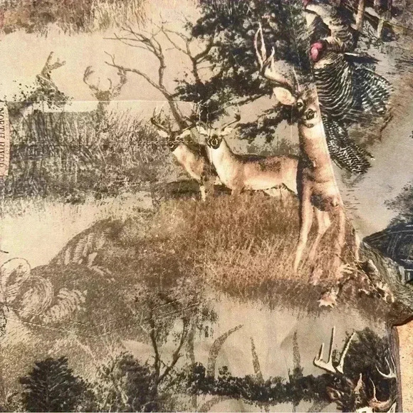 North River Hunting Deer and Turkey wildlife Print button up shirt, size L - Picture 4 of 4